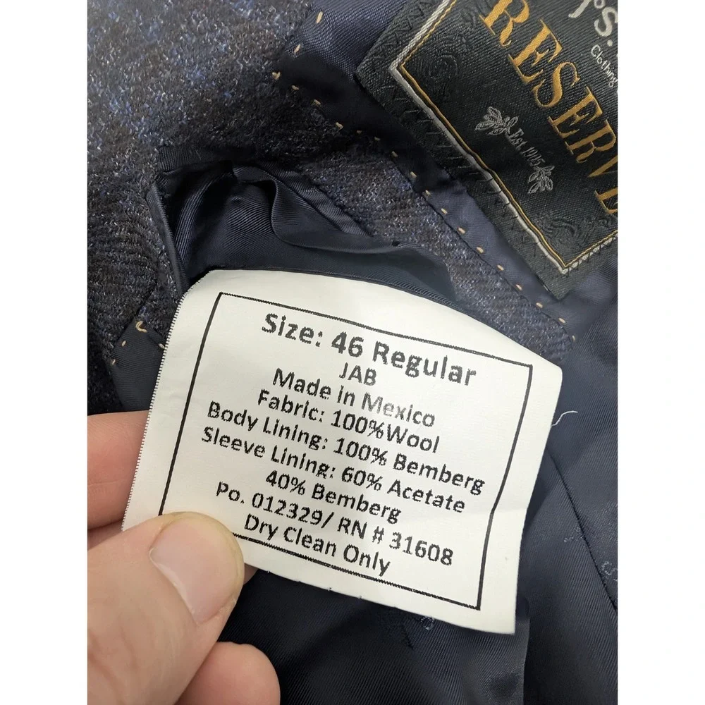 Jos‎ A Bank Reserve Sport Coat Men's Blue Tattersall Lanificio F.lli Cerruti 46R